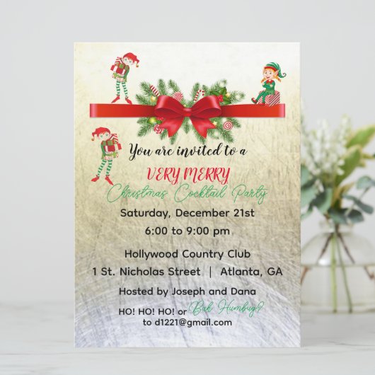 Très Joyeux elfes fêtes Invitation 6,5" x 8 (Debout devant)