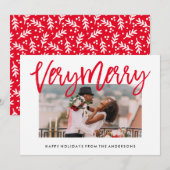 Très Joyeux en Carte photo de vacances Rouge (Devant / Derrière)