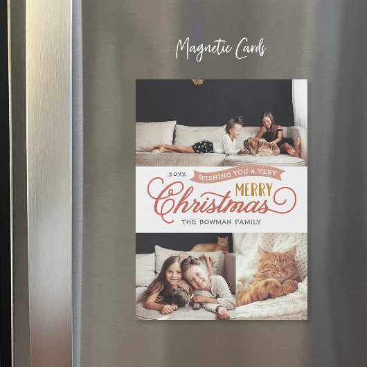 Très Joyeux Script Magnetic Holiday Carte photo