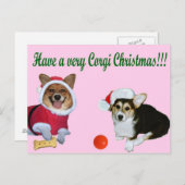 Très Noël M de corgi et carte postale rose de G (Devant / Derrière)