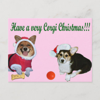 Très Noël M de corgi et carte postale rose de G