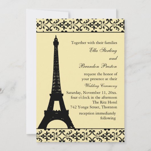 Tres Paris Faire-part de mariage (jaune) (Devant)