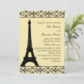 Tres Paris Wedding Invitation (geel) Kaart (Staand voorkant)