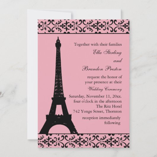 Tres Paris Wedding Invitation Kaart (Voorkant)