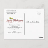 très reconnaissant | Carte postale Thanksgiving (Dos)