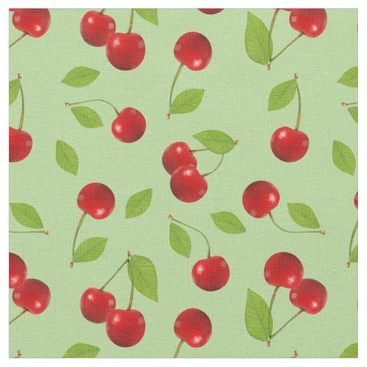 Très tissu de cerise - sur le vert (Fermer)
