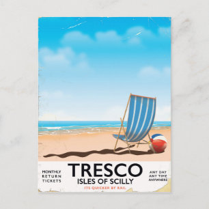 Tresco Isles of Scilly vintage treinkaartje poster Briefkaart