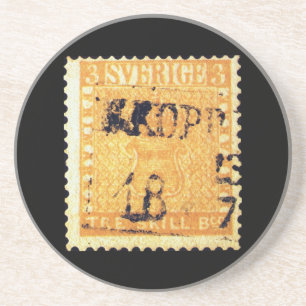 Treskillgeel van Zweden Sverige 3 Cent Stamp Zandsteen Onderzetter