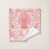 Trésors de plage en rouge corail (Gant de toilette)