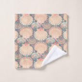 Trésors océaniques Gris avec coquillages et étoile (Gant de toilette)
