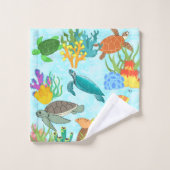 Trésors Sous-Mer Tortues Et Coraux (Gant de toilette)