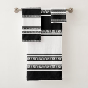 Tresse en dentelle noire et blanche et rayures hor