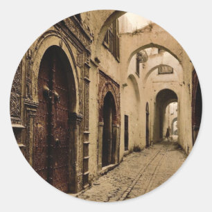 Tresure Street, Tunis, Tunesië klassiek Photochro Ronde Sticker