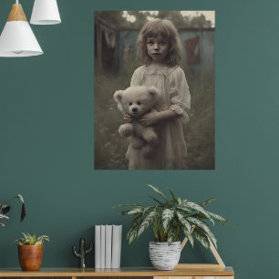 Treurig spookkind bij het verlaten vintage circus poster