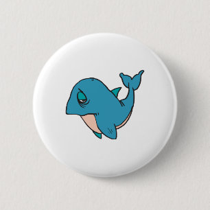 treurige kleine walvis ronde button 5,7 cm