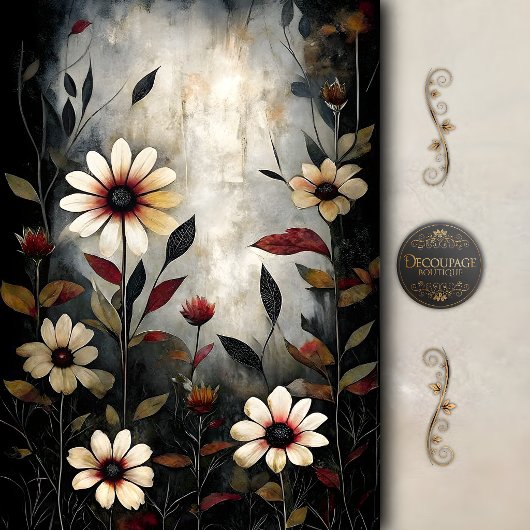 Treurige wilde bloementuin decoupage tissuepapier