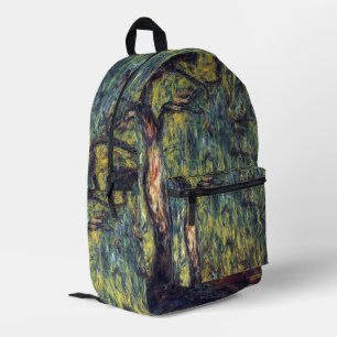 Treurwilg door Claude Monet, Vintage Fine Art Bedrukte Rugzak