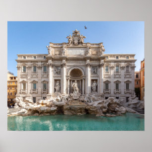 Trevi fontein in de vroege ochtend - Rome, Italië Poster