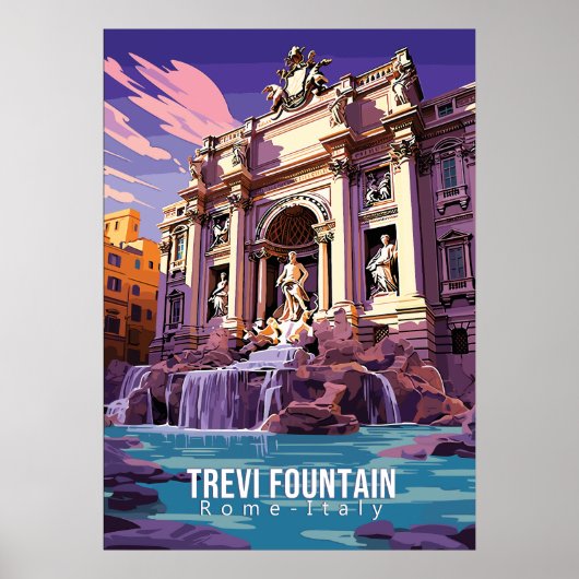 Trevi Fontein, reizen kunst poster (Voorkant)