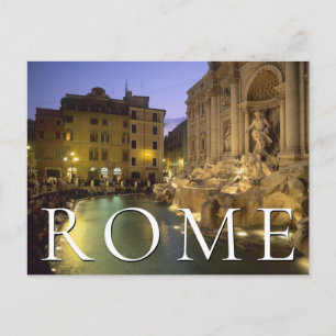 Trevi Fontein 's Nachts Rome, Italië Verjaarda Briefkaart