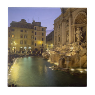 Trevi-fontein 's nachts, Rome, Lazio, Italië Tegeltje