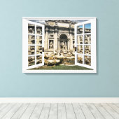Trevi Fontein Uitzicht Fake Window Canvas Afdruk (Insitu (Houten vloer))