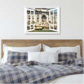 Trevi Fontein Uitzicht Fake Window Canvas Afdruk (Insitu (Slaapkamer))
