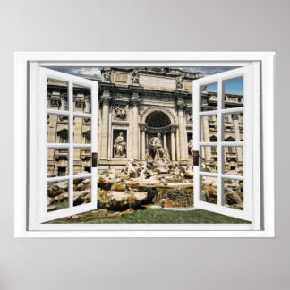 Trevi Fountain Faux Window Uitzicht Poster