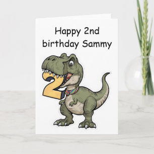 trex die aan het cijfer 2 bijt kaart