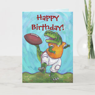 TRex Dino Football Star Happy Birthday-kaart Kaart