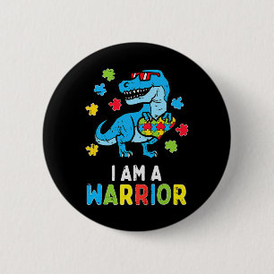 Trex Dino Ik ben een vrouw die op Autisme let Ronde Button 5,7 Cm