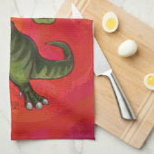 TRex Dino in Santa Hat op rood Theedoek (Quarter Fold)