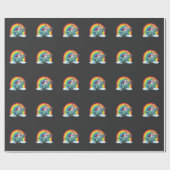 Trex Dinosaur French Bulldog Unicorn Rainbow Cadeaupapier (Vlak)