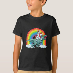 Trex Dinosaur French Bulldog Unicorn Rainbow T-shirt