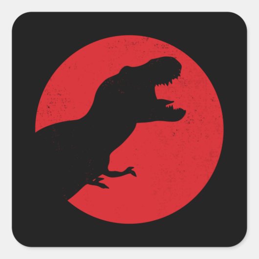 Trex Dinosaur Retro Vierkante Sticker (Voorkant)