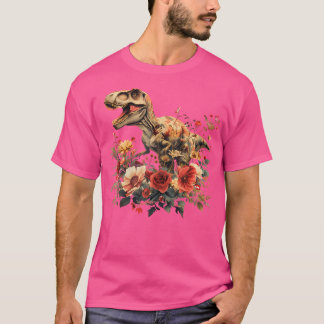 Trex Dinosaurus Dino Bloembloem T-shirt