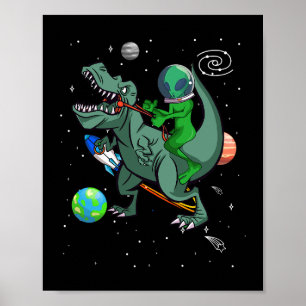 TRex Dinosaurus In De Buitenruimte Astronaut Alien Poster