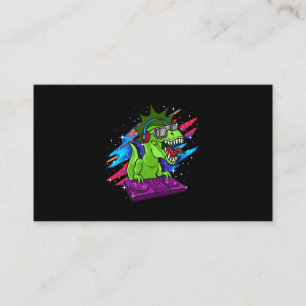 TRex DJ Dinosaur Party Club Disc Jockey EDM Muziek Visitekaartje