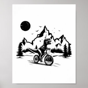 Trex fietsend vintage mountainbiken Dino T-shirt Poster