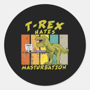 TRex haat masturbatie dinosaurus haat korte armen Ronde Sticker