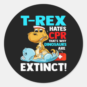 TRex haat reanimatie dinosaurus verpleegster grapp Ronde Sticker