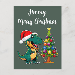 Trex in santa hat biljart groen briefkaart