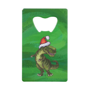 TRex in Santa Hat op groen Kredietkaart Flessenopener