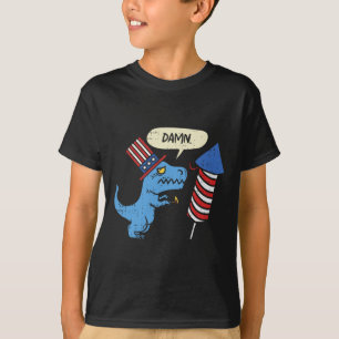 Trex Korte Handen Firecracker Grappig Vuurwerk 4e T-shirt