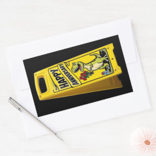 TRex met rode bloemen vrolijk jubileum Rechthoekige Sticker