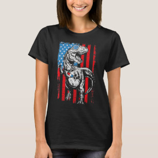 Trex Popsicle USA Flag Funny 4 juli dinosaurus T-shirt