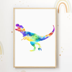 Trex Print Colorful Dinosaur Kinder Room Poster