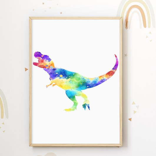 Trex Print Kleurrijke Dinosaurus Kinderkamer Poste