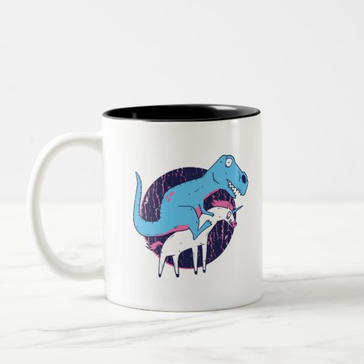 Trex Riding Unicorn Tweekleurige Koffiemok (Links)