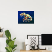 TRex Rijden op een fiets Poster (Thuiskantoor)